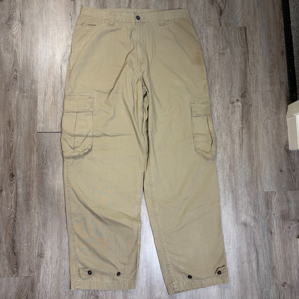 VTG Levi's Cargo Pants 90s Men 36x34 Beige Workwear Dry Goods Canvas Utility